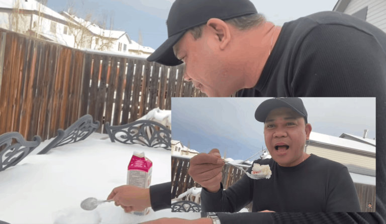 Kuya Jobert tries making halo-halo with snow