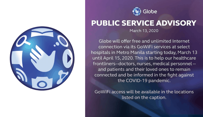 Globe Telecom provides free internet connection at select Metro Manila hospitals