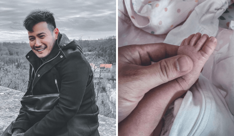 John Prats meets newborn daughter for the first time
