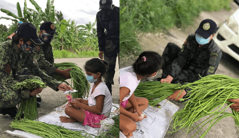 Kindhearted cops buy all the vegetables a young girl is selling
