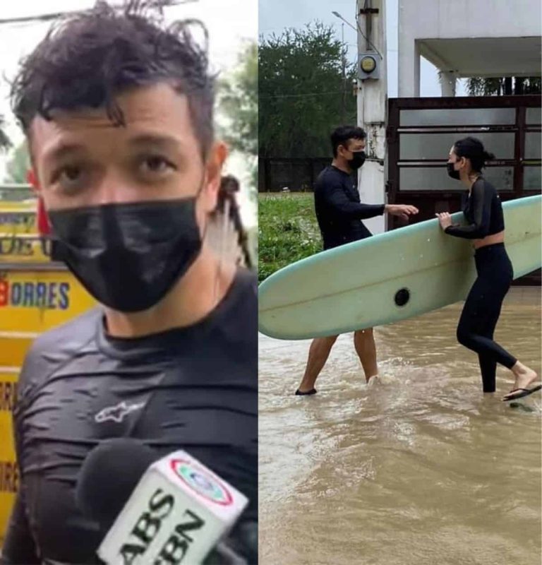 Video shows Jericho Rosales, wife Kim Jones on surfboards helping Marikina rescue efforts