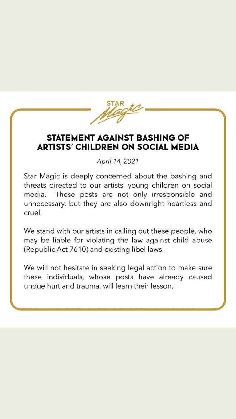 ABS-CBN’s Star Magic warns legal action over bashing of artists’ children