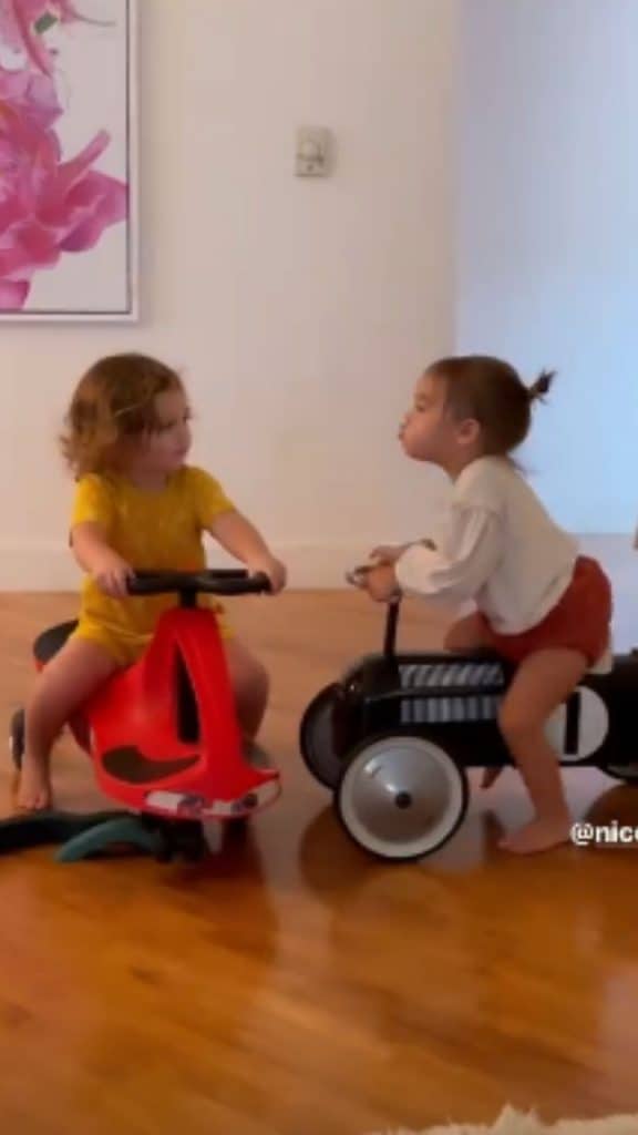 Nico Bolzico reacts to baby Thylane pouting at Georgina Wilson’s son