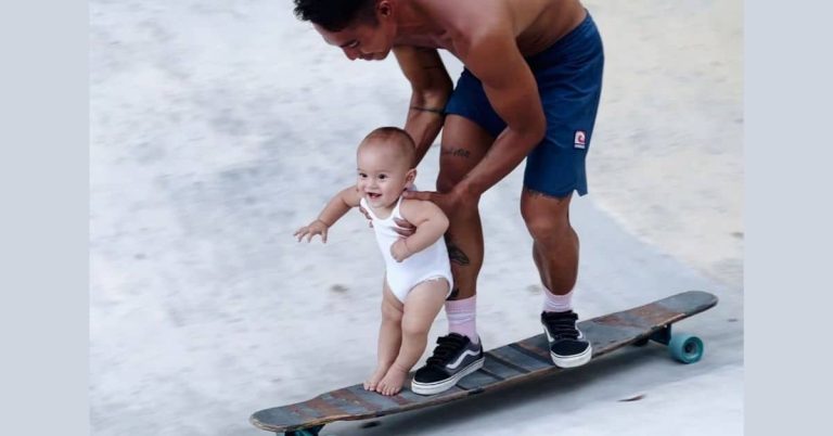 Andi Eigenmann’s son Koa is an 8-month-old skateboarder