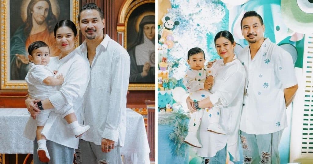 Meryll Soriano and Joem Bascon celebrate son’s baptism, 1st birthday