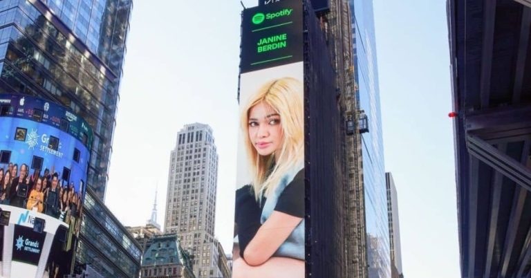 Janine Berdin featured in New York Times Square billboard