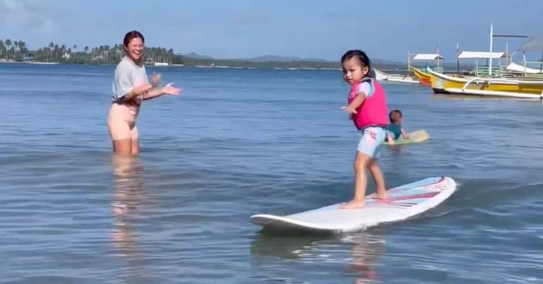 Andi Eigenmann’s 3-year-old daughter can now surf on her own