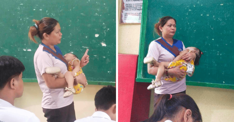 Netizens applaud senior high school teacher for carrying her student’s baby while in class