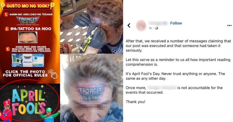 April Fools gone wrong? Pinoy Takoyaki store’s promotional prank backfires after man allegedly tattoos logo on forehead