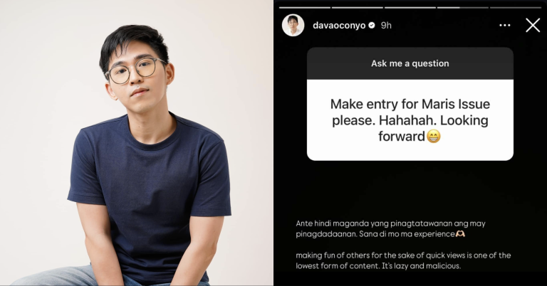 Content creator Davao Conyo turns down netizen’s request to make content about Maris Racal