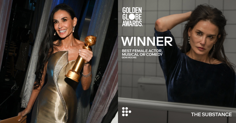 Demi Moore marks first Golden Globes win after 45 years in acting
